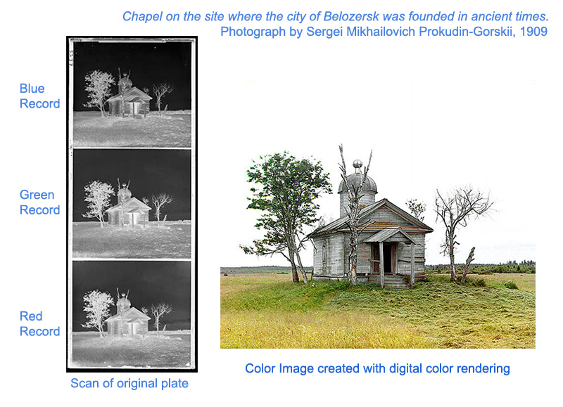 Chapel on the site where the city of Belozersk was founded in ancient times. Prokudin-Gorskii, 1909