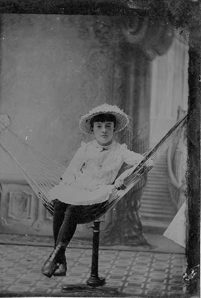 Tintype of Young Girl on Hammock