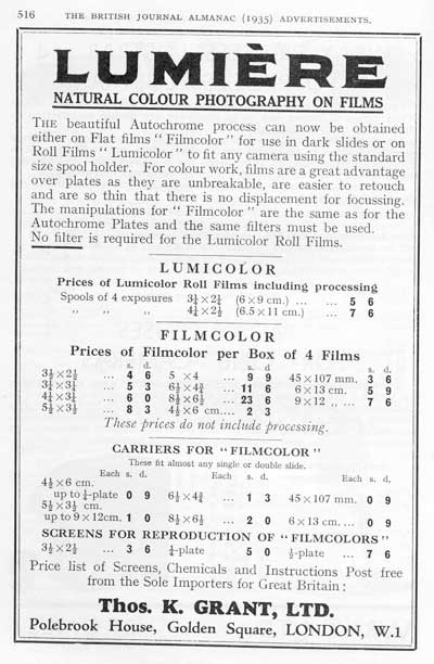 Lumière Filmcolor and Lumicolor Advertisement