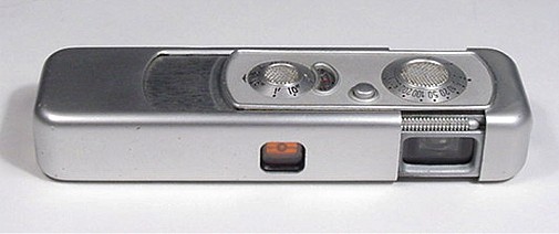 Open Minox IIIS Camera, Orange Filter in Place