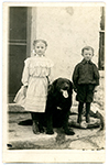 Postcard of Children and Dog